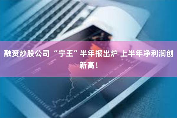 融资炒股公司 “宁王”半年报出炉 上半年净利润创新高！